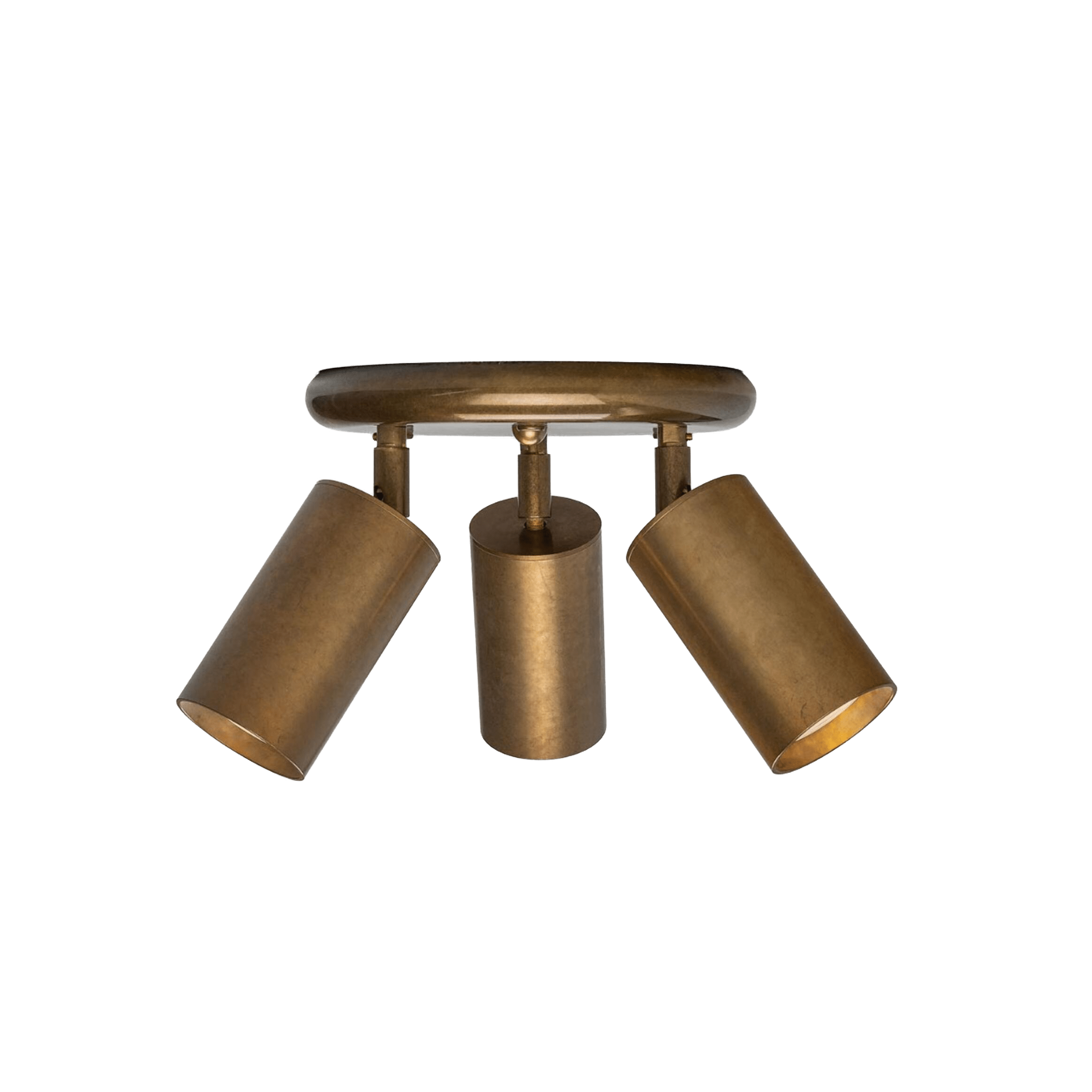 Mullan Lighting Lighting Antique Brass Evanston Three Light Directional Brass Ceiling Spotlight