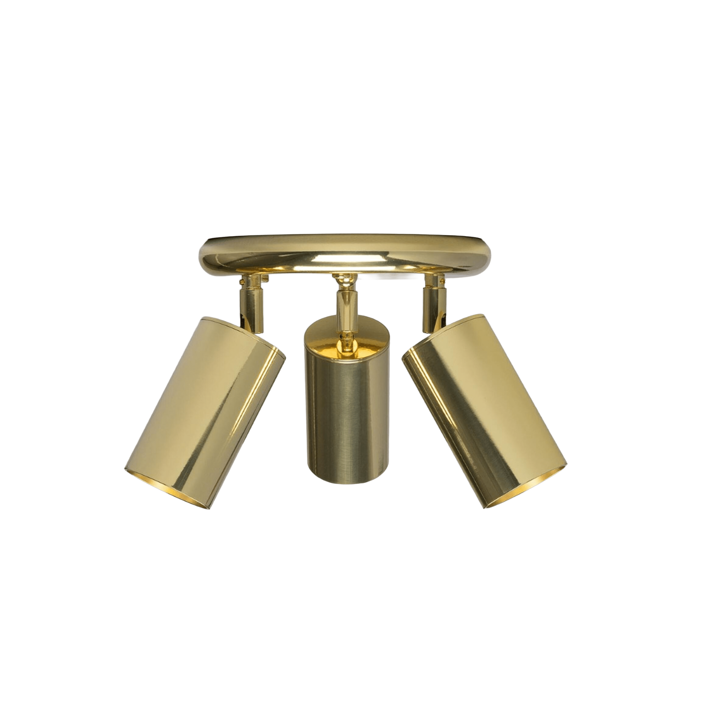 Mullan Lighting Lighting Polished Brass Evanston Three Light Directional Brass Ceiling Spotlight