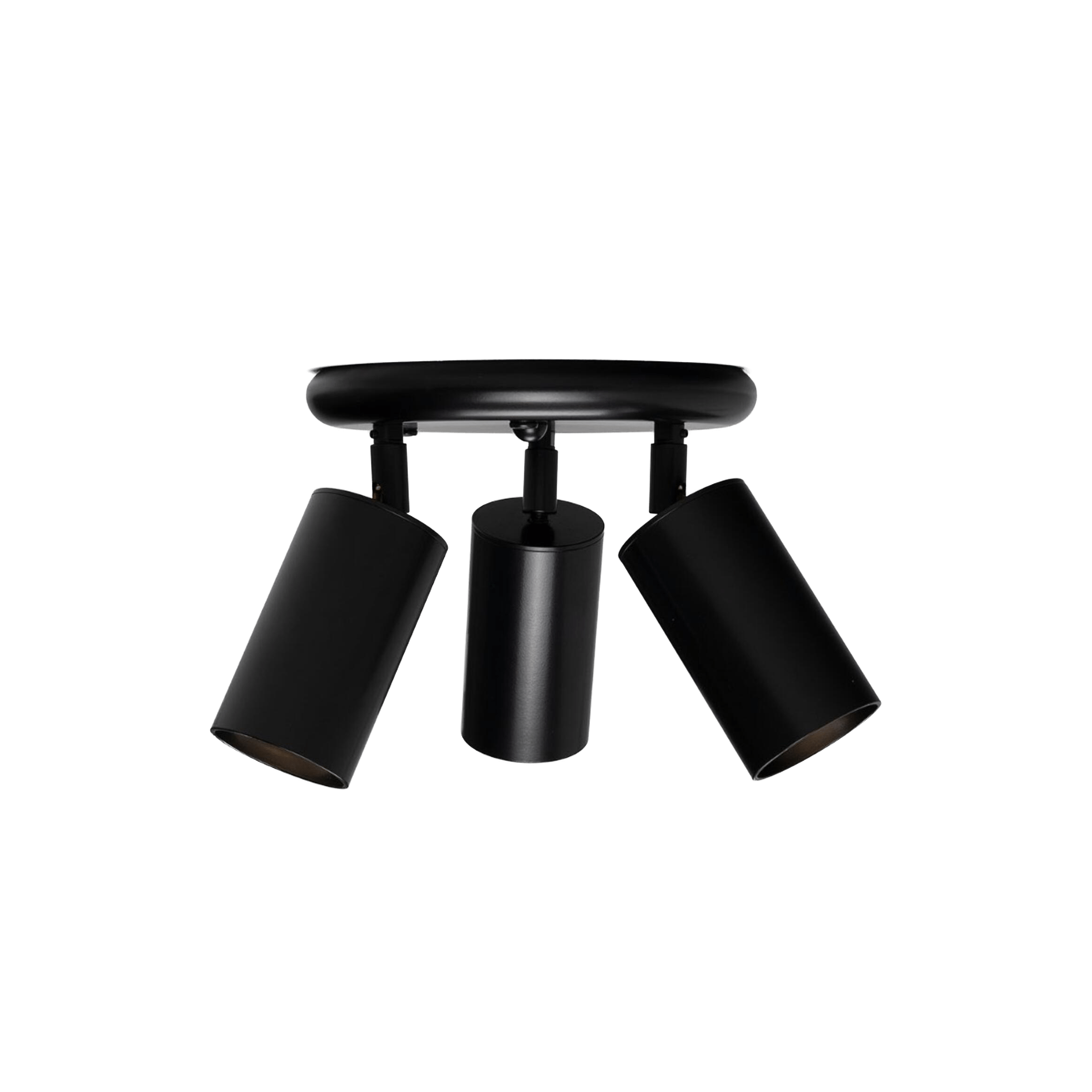 Mullan Lighting Lighting Powder-Coated Matte Black Evanston Three Light Directional Brass Ceiling Spotlight
