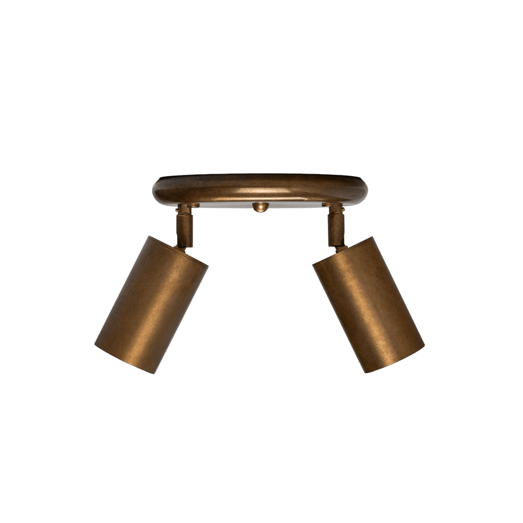Mullan Lighting Lighting Antique Brass Evanston Two Light Directional Brass Ceiling Spotlight