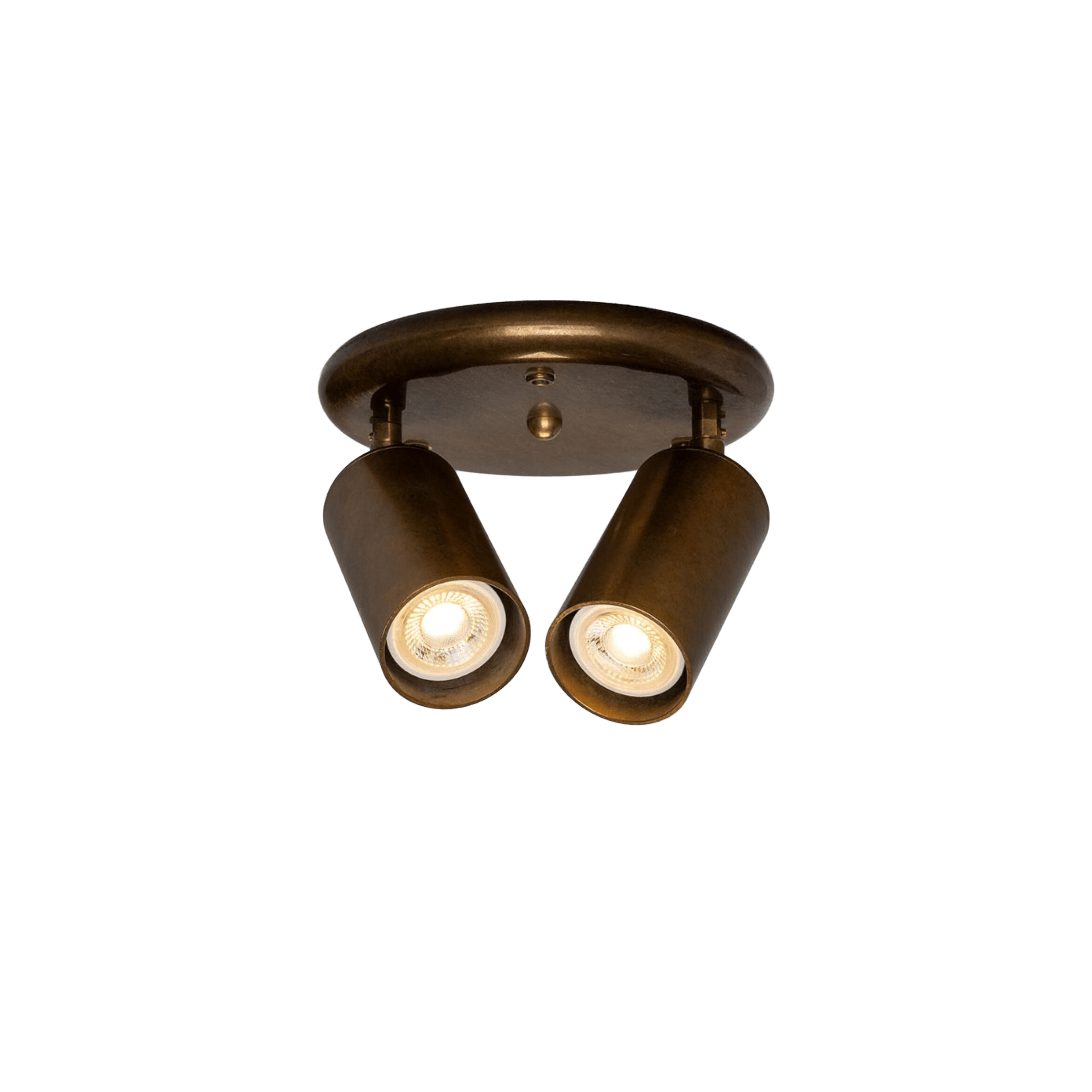 Mullan Lighting Lighting Evanston Two Light Directional Brass Ceiling Spotlight