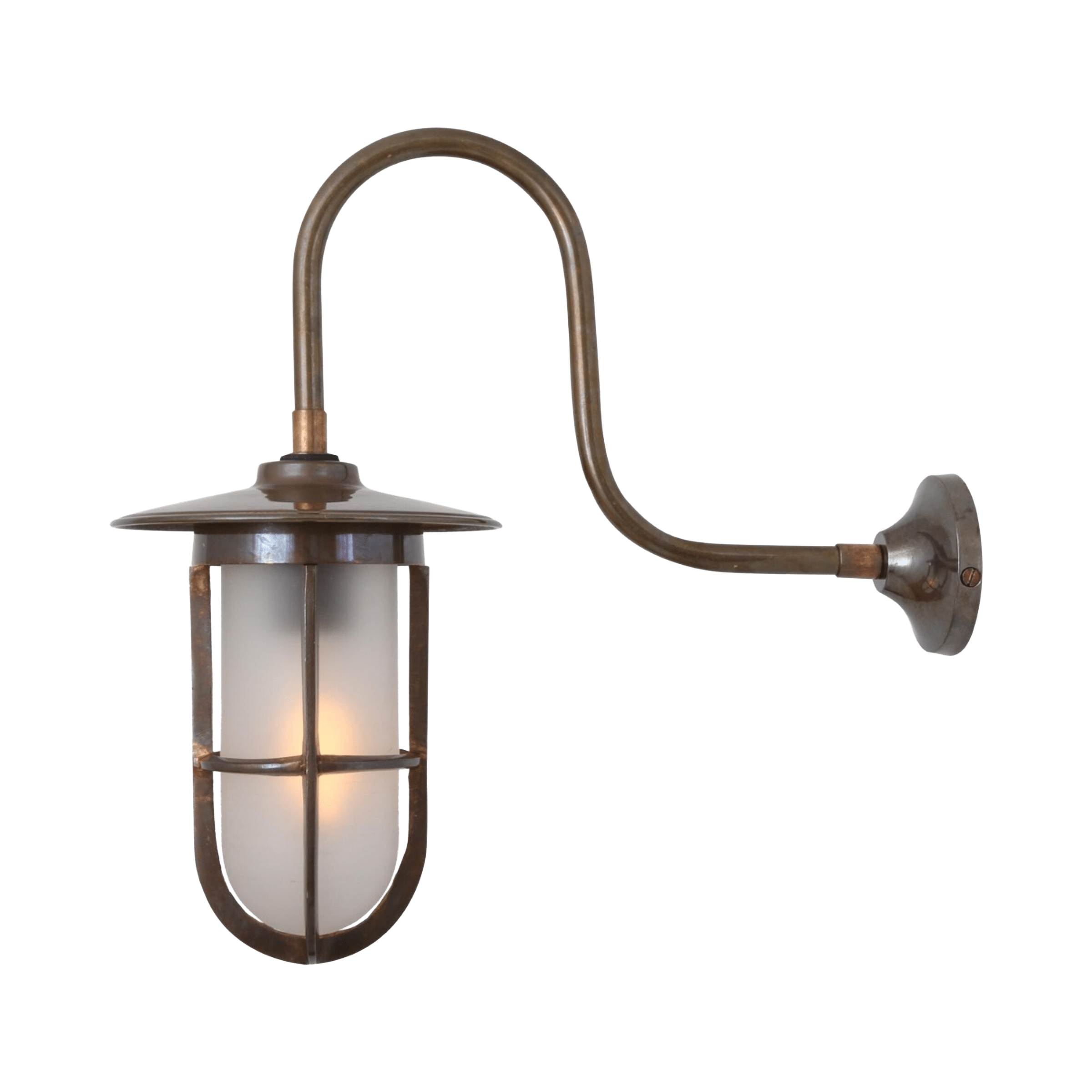 Mullan Lighting Lighting Antique Brass / Frosted Fabo Well Glass Wall Sconce