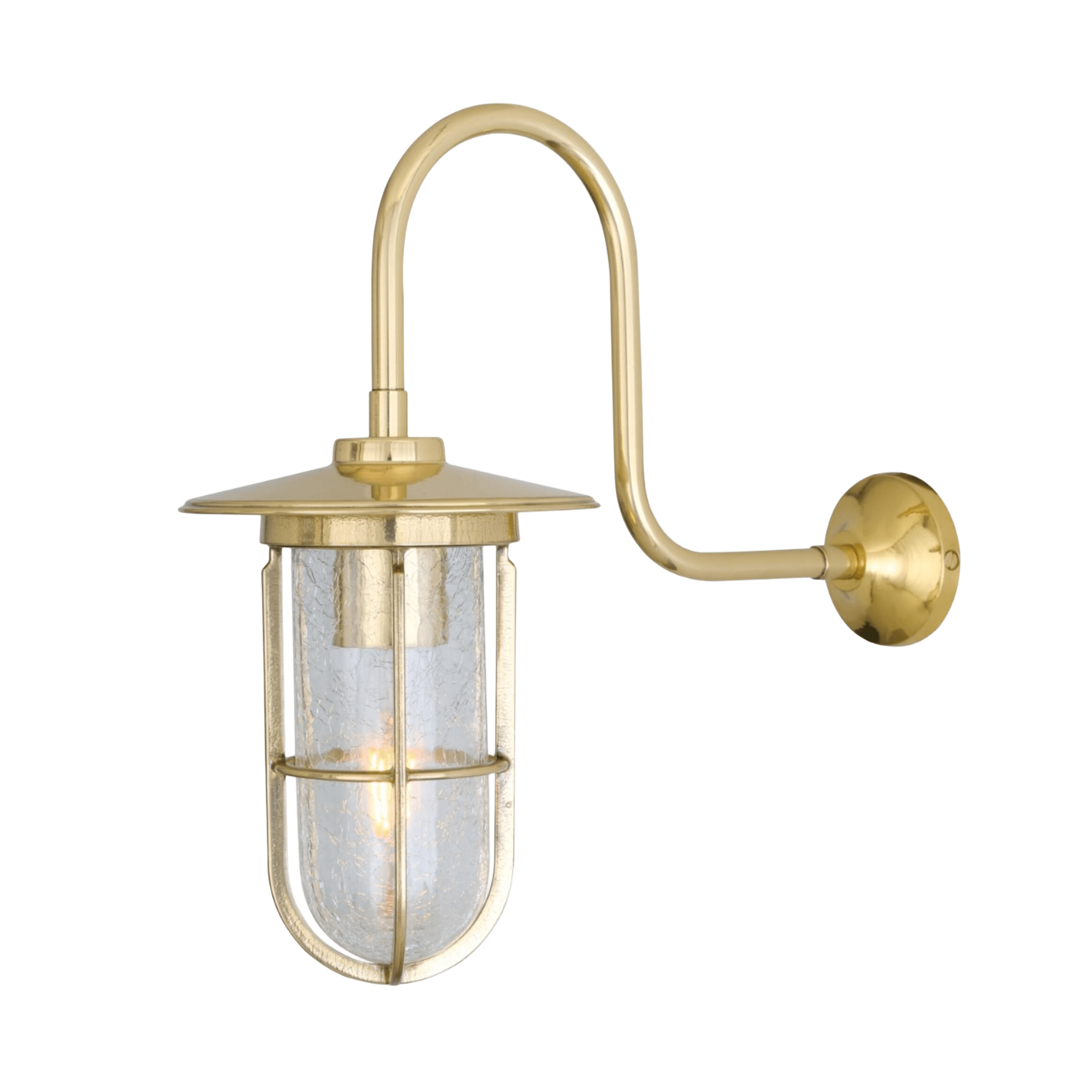 Mullan Lighting Lighting Polished Brass (Indoor Only) / Crackled Fabo Well Glass Wall Sconce