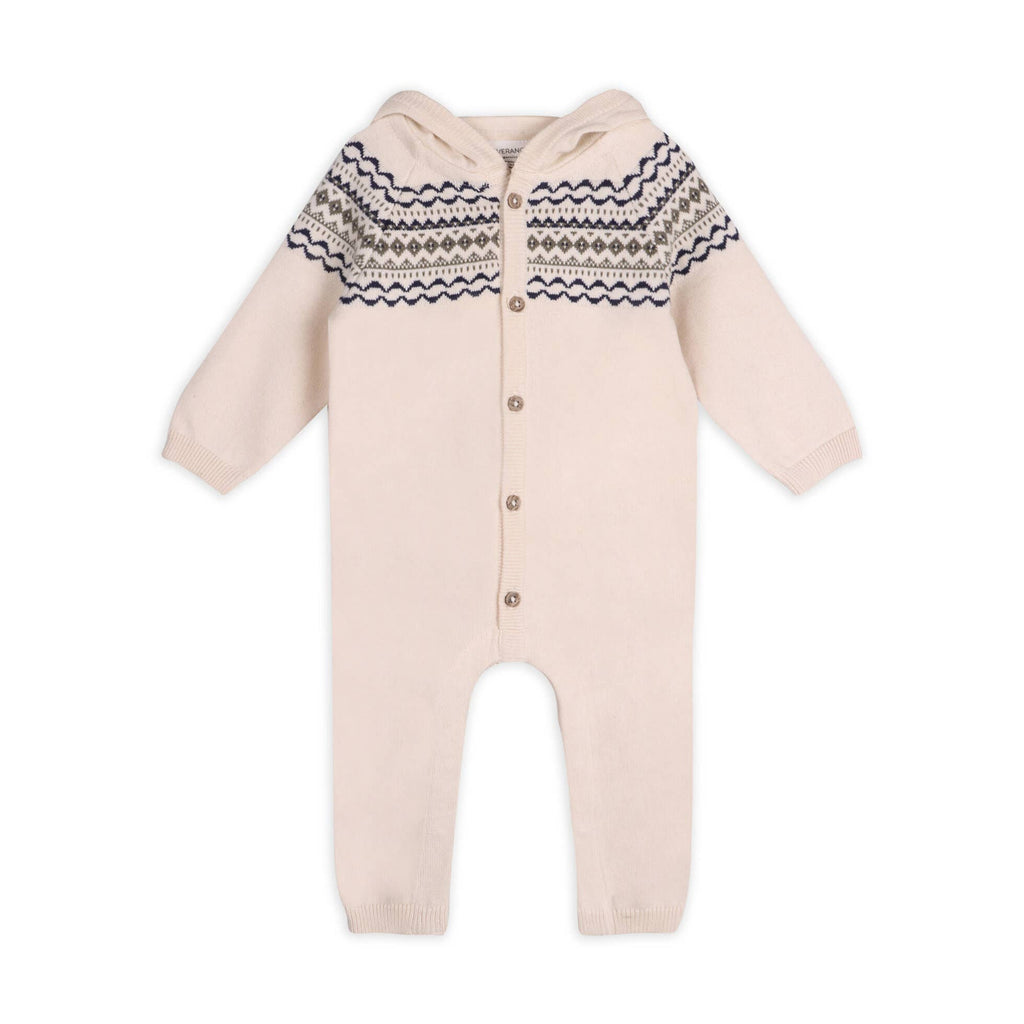 Viverano Organics Baby Clothing 3-6 Mo. Fair Isle Knit Hooded Baby Jumpsuit