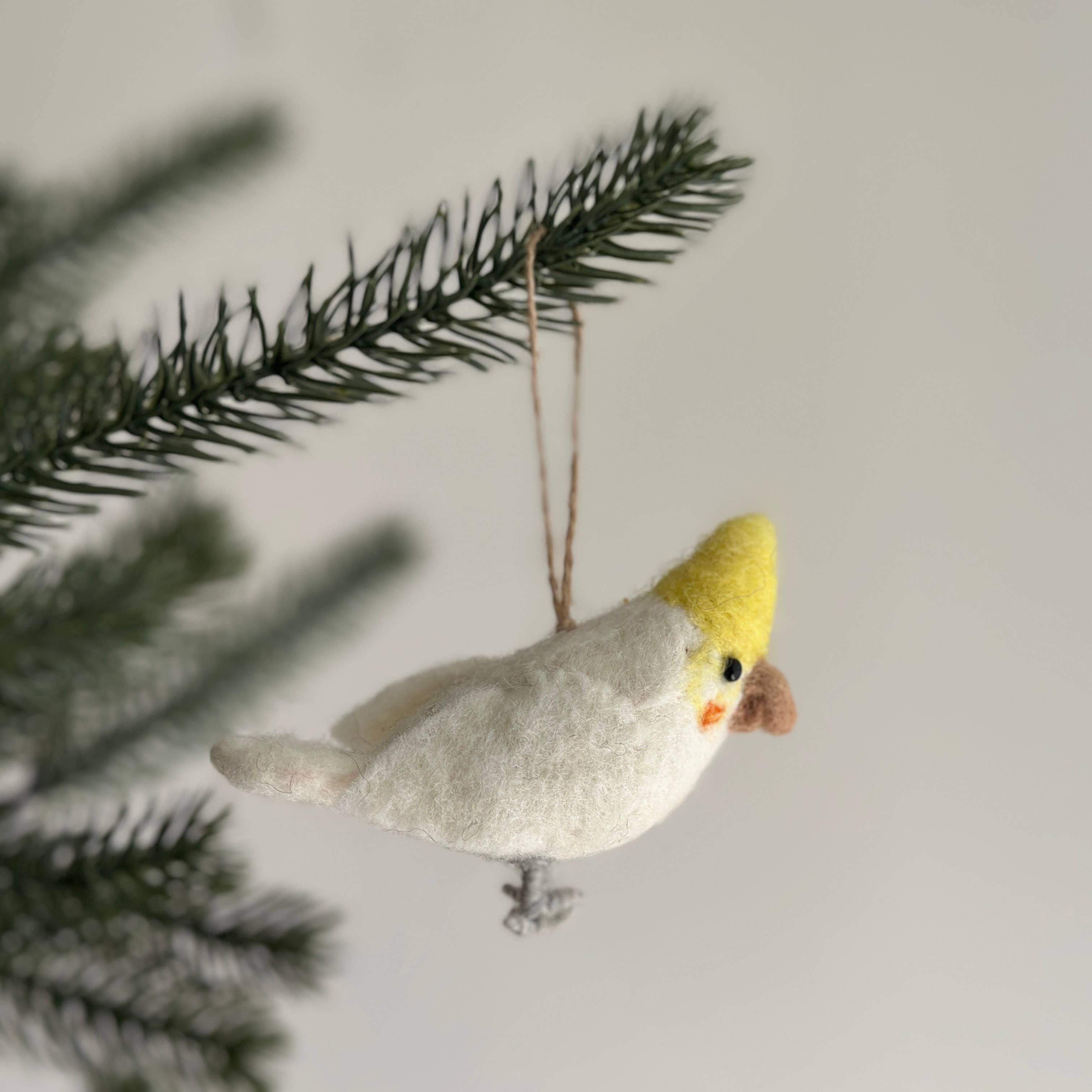 Ganapati Holiday Ornaments White Parrot Felt Bird Ornaments, Various