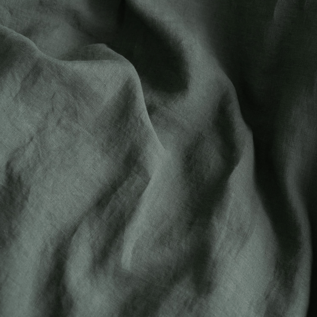 Asher + Rye Forest Green Linen Duvet Cover