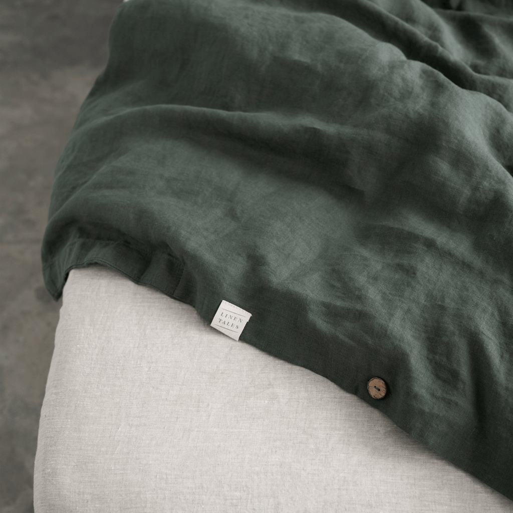 Asher + Rye Forest Green Linen Duvet Cover