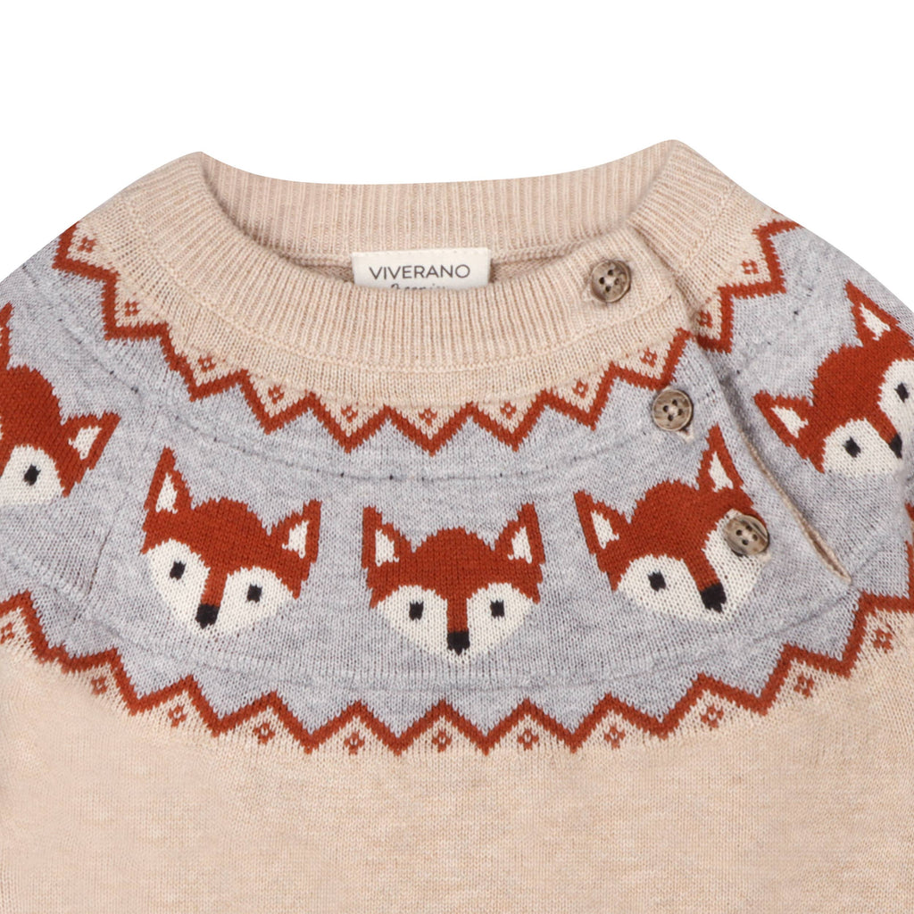 Viverano Organics Baby Clothing Fox Fair Isle Baby Sweater