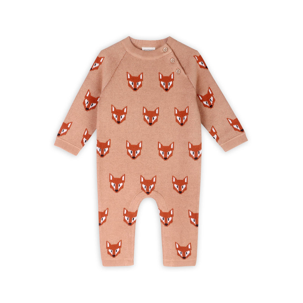 Viverano Organics Baby Clothing 0-3 Mo. Fox Knit Baby Hooded Jumpsuit