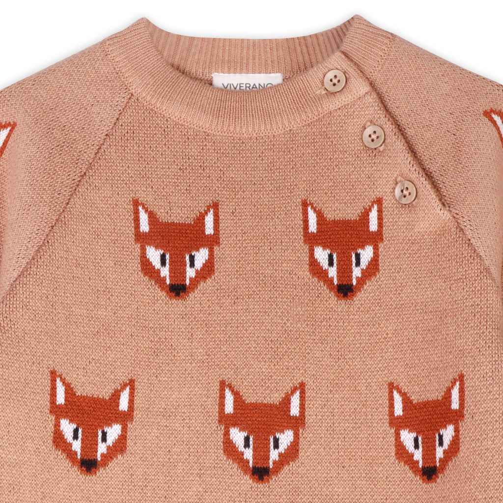 Viverano Organics Baby Clothing Fox Knit Baby Hooded Jumpsuit