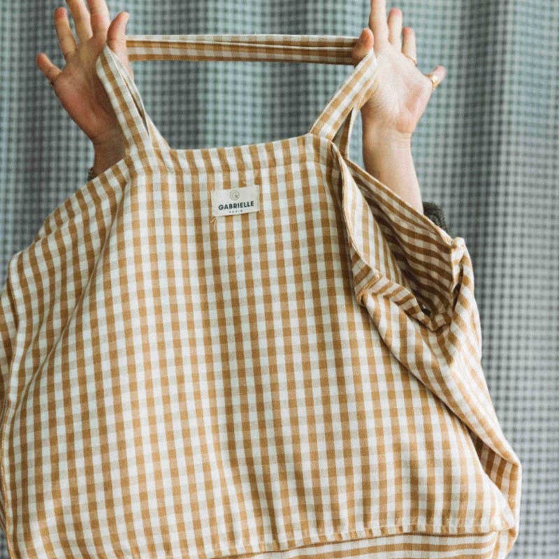 Gabrielle Paris Vichy caramel Gabrielle Paris - GINGHAM COTTON WEEKEND BAG