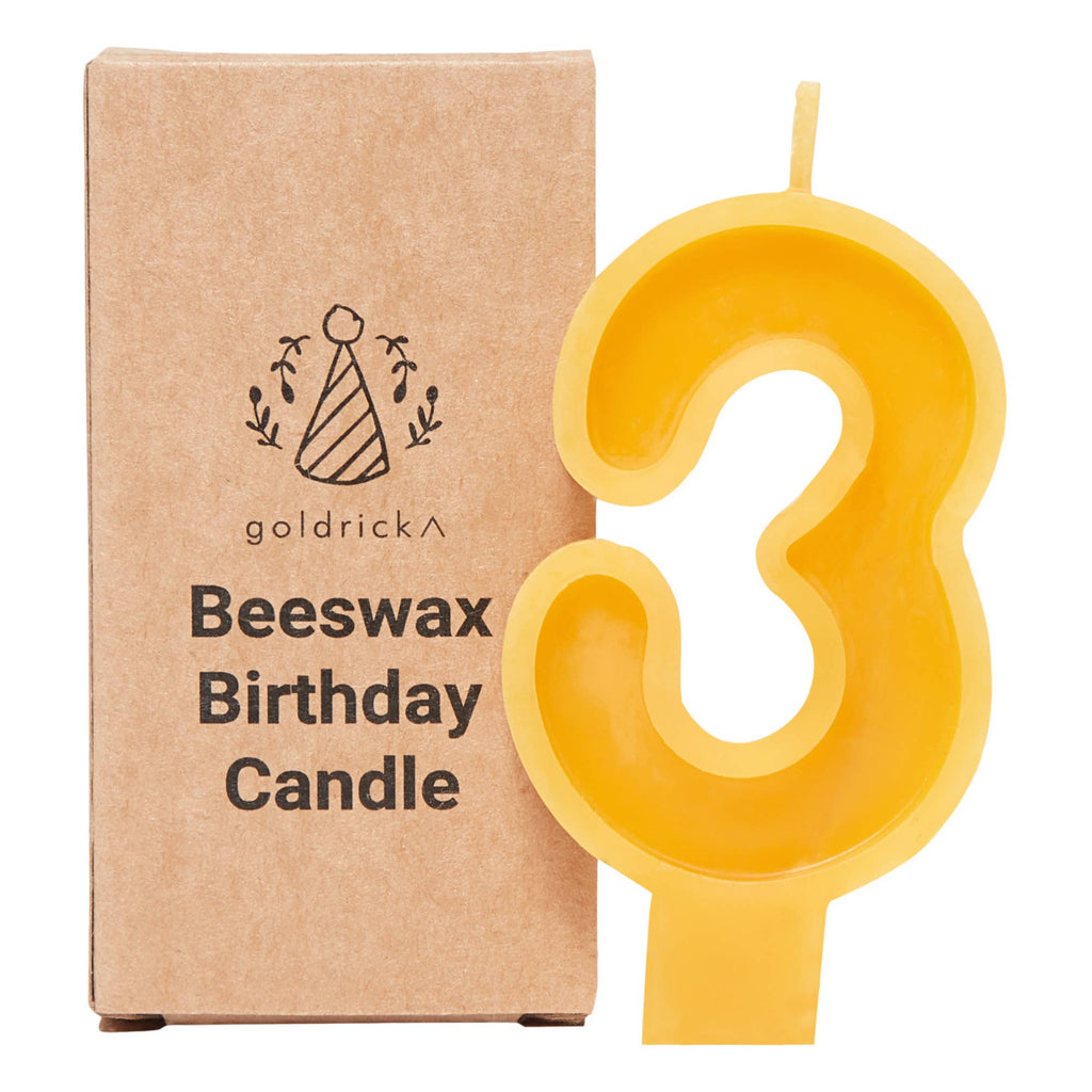 Goldrick 3 Goldrick - Handmade Beeswax Number Candles | Wholesale | 0-9