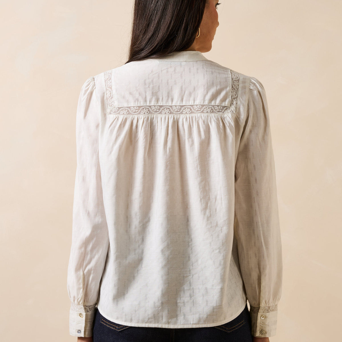 La Fée Maraboutée SHOP Gorane Lace Trim Shirt, White