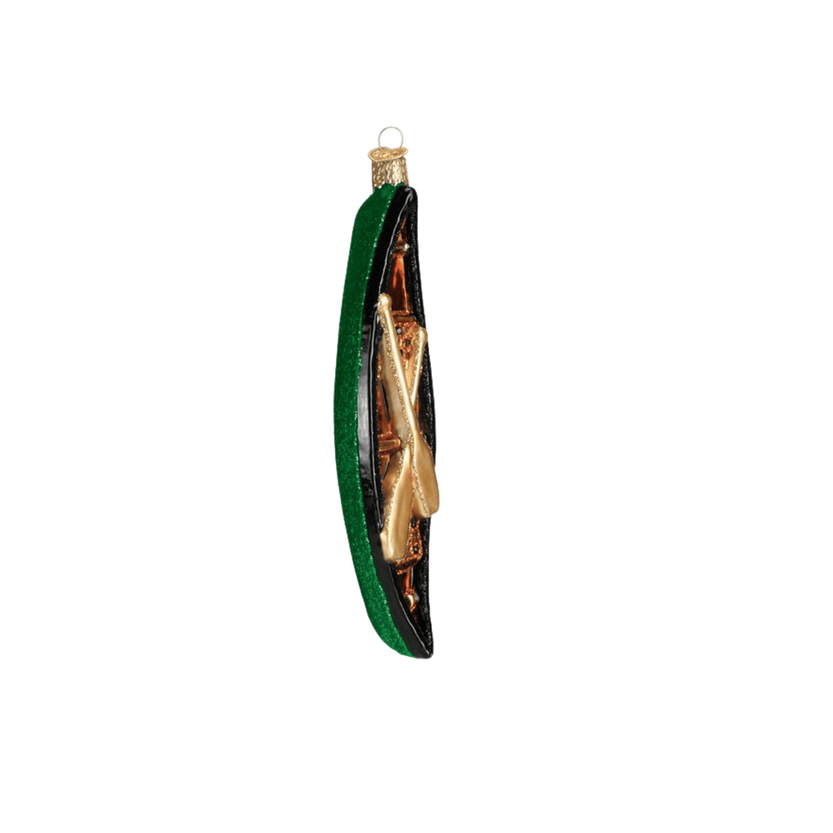 Old World Christmas SHOP Green Canoe Christmas Ornament