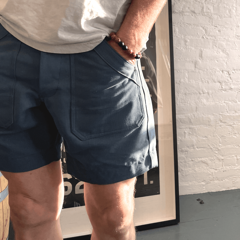 Grown and Sewn 31 Grown and Sewn - Ranger Bedford Cord Short - Pacific Blue