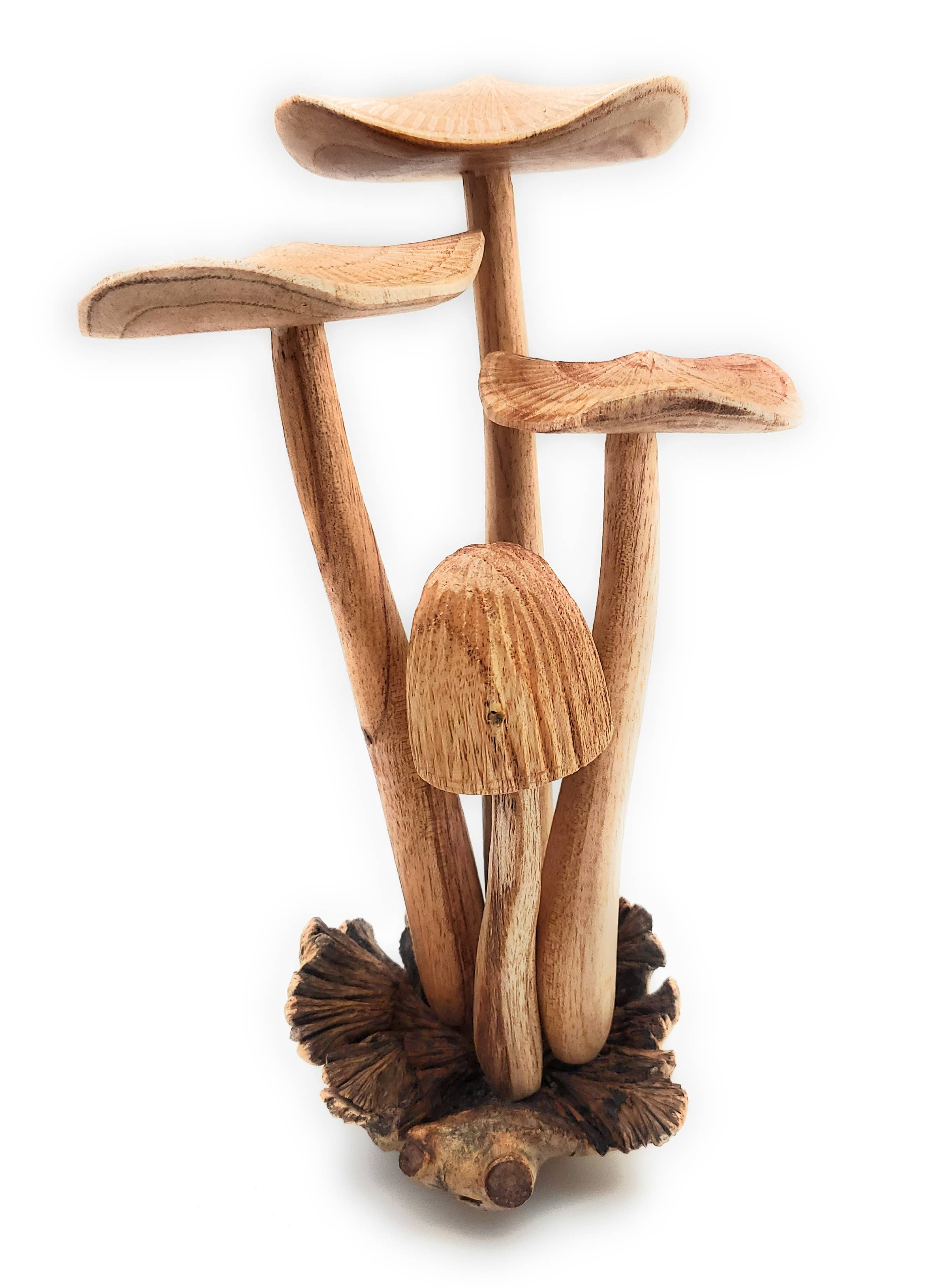 Modern Eastern by Contrast Inc. Decor Wood Mushroom Sculpture, Round Top