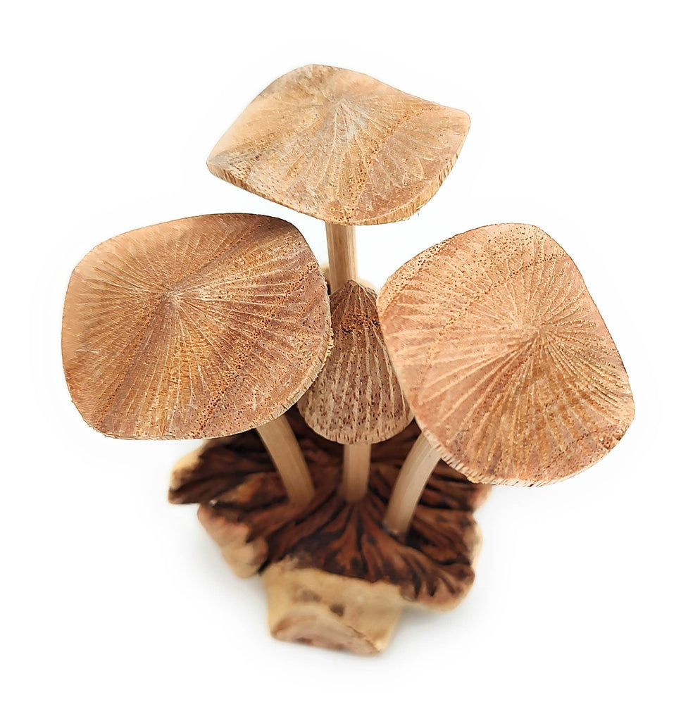 A Lost Art Decor Extra Small Hand-Carved Wooden Mushroom