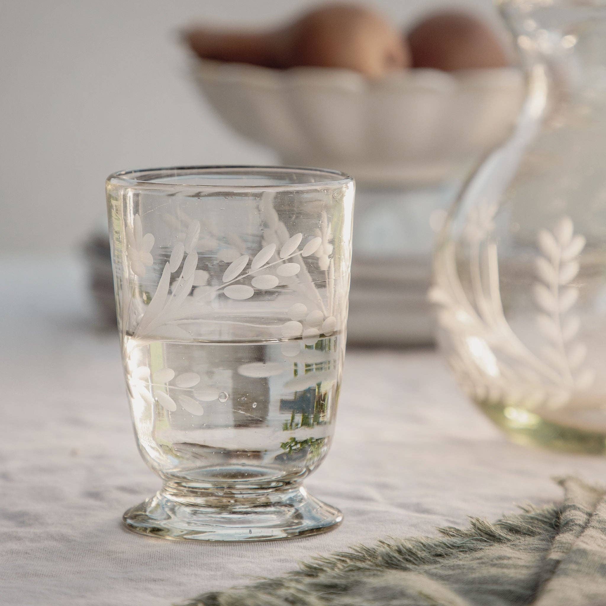 Villa Lua Home Wine Glass Hand-etched Blown Footed Glass