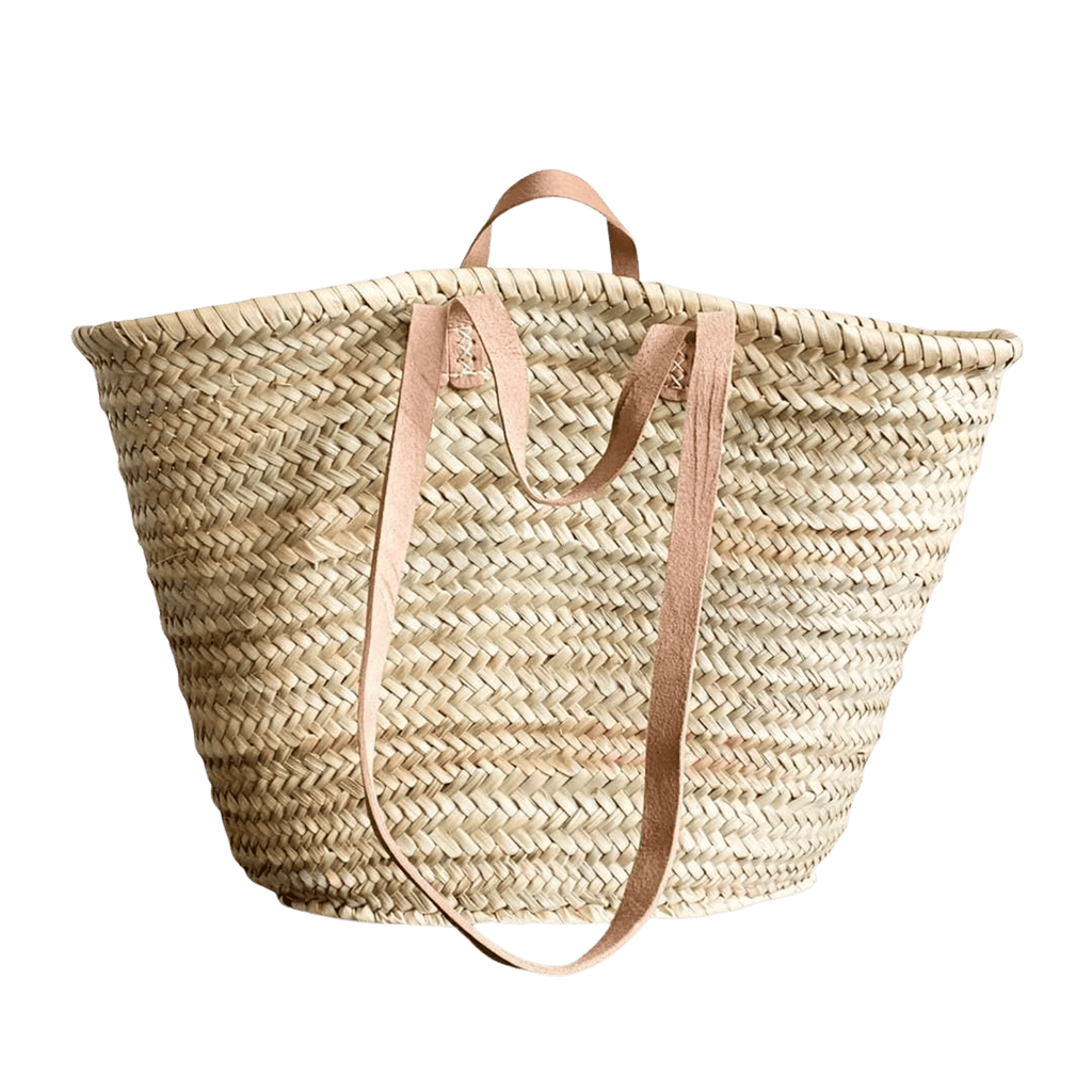 HandmadeBestSeller Handmade French Market Basket with Double Leather Handles