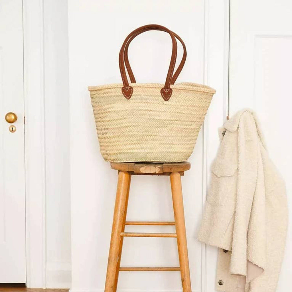 HandmadeBestSeller Handmade French Market Basket with Single Leather Handle