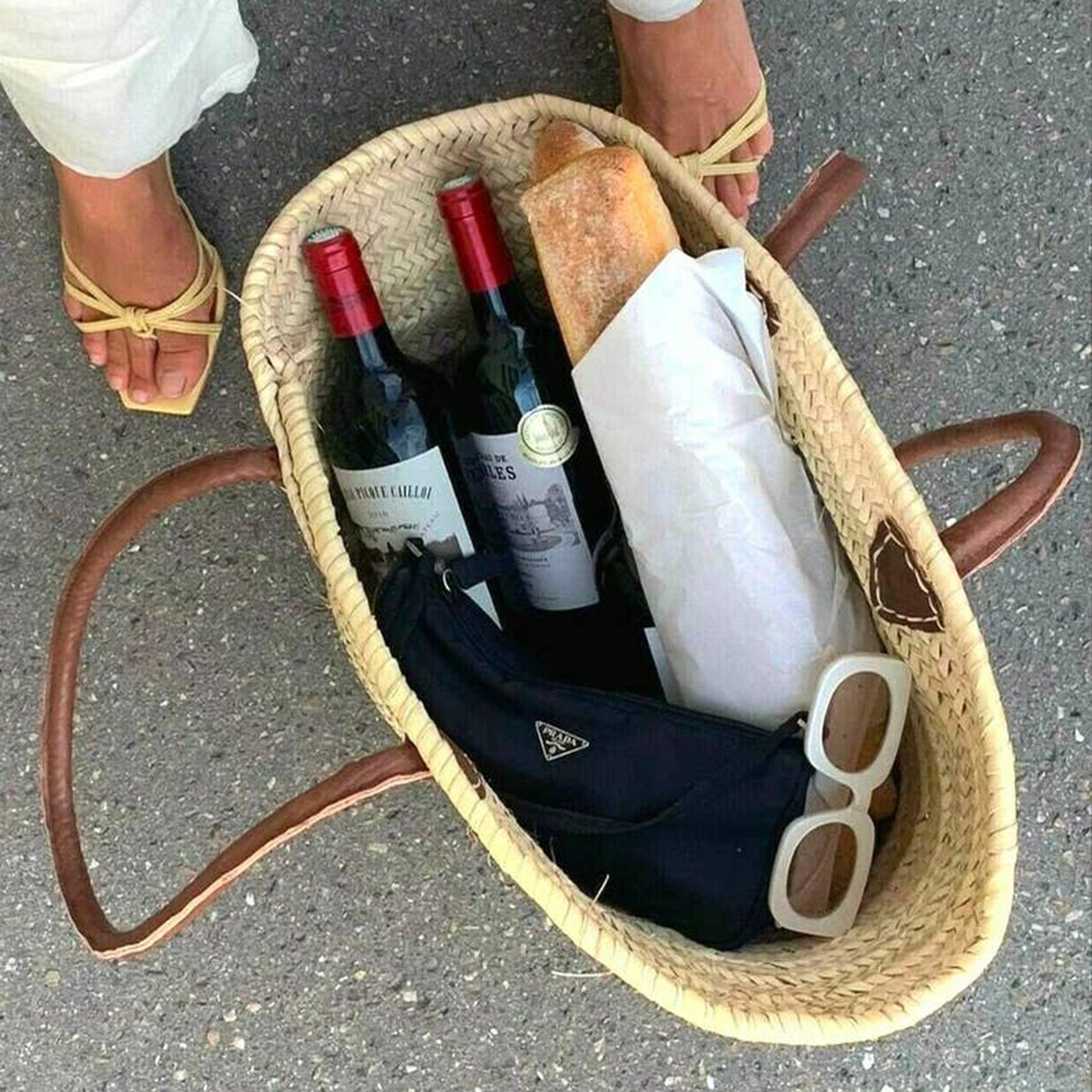 French Market Harvesting Basket Backpack with Natural Leather Straps –  Cultiverre