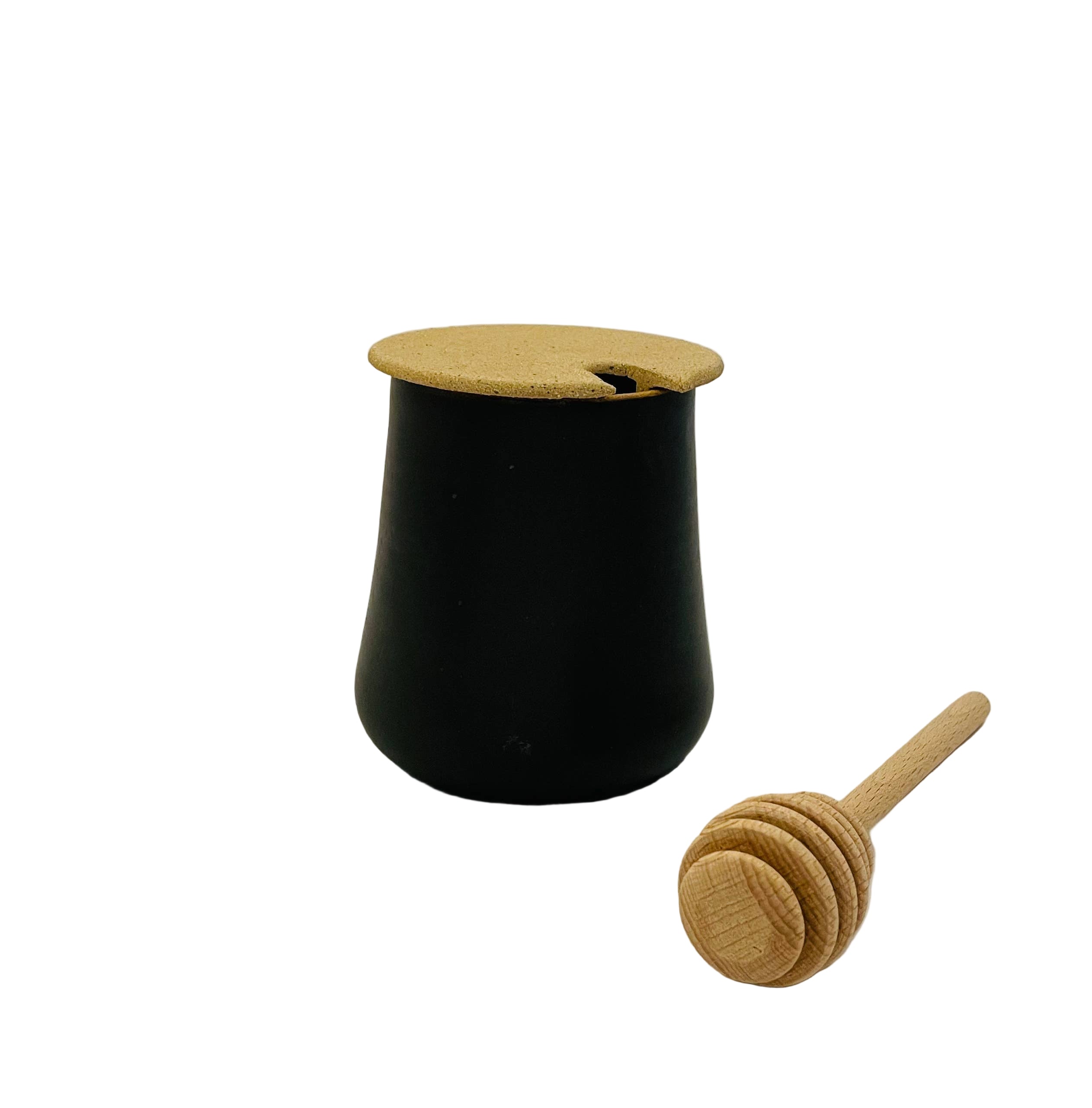m.bueno honey Jar & dipper: White