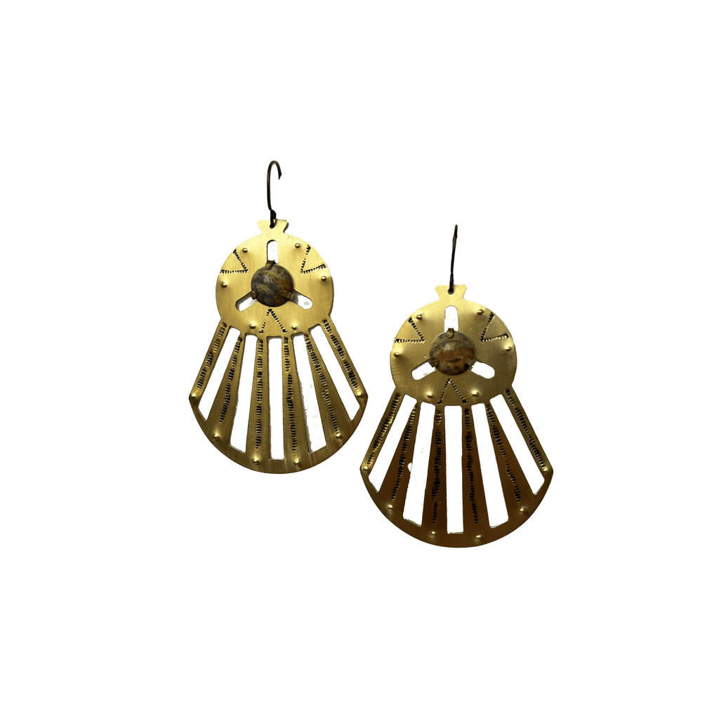 LUNASOL Jewelry Leopard Jasper Horizon Dangle Earrings