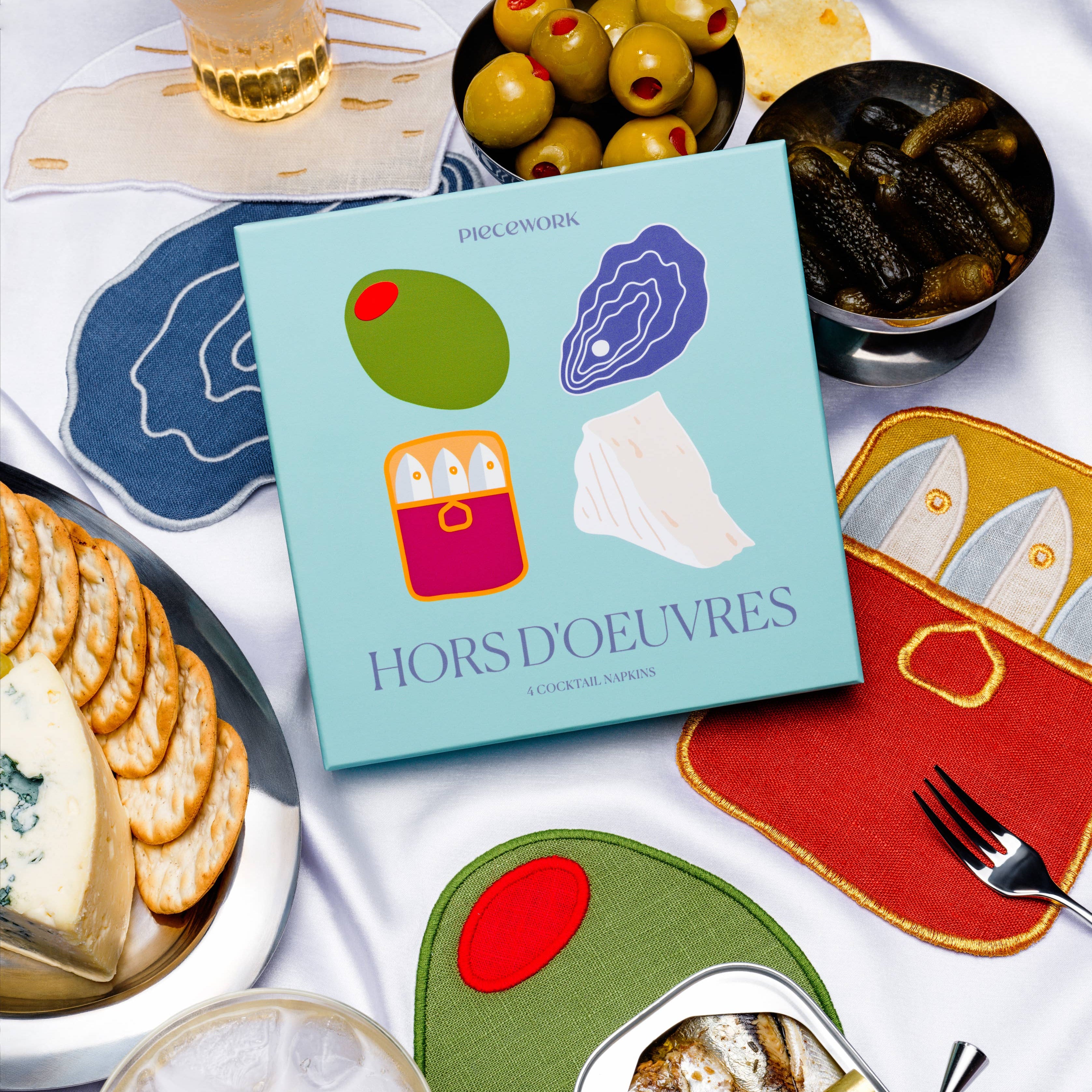 Piecework SHOP Hors D'Oeuvres Cocktail Napkins, Set Of 4