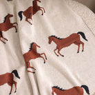 Viverano Organics Baby Blanket Horse - Organic Cotton Jacquard Sweater Knit Baby Blanket