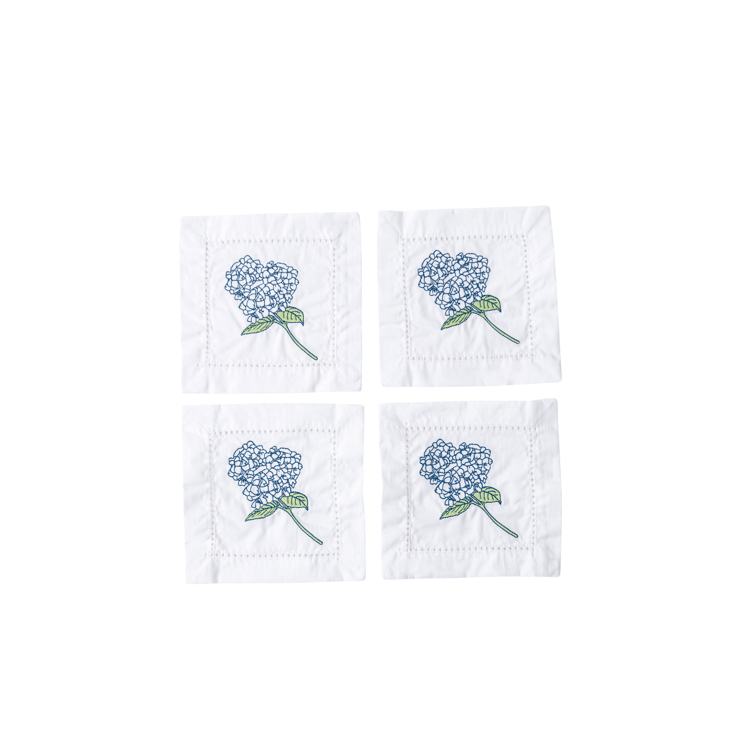 8 Oak Lane SHOP Hydrangea Embroidered Cocktail Napkins