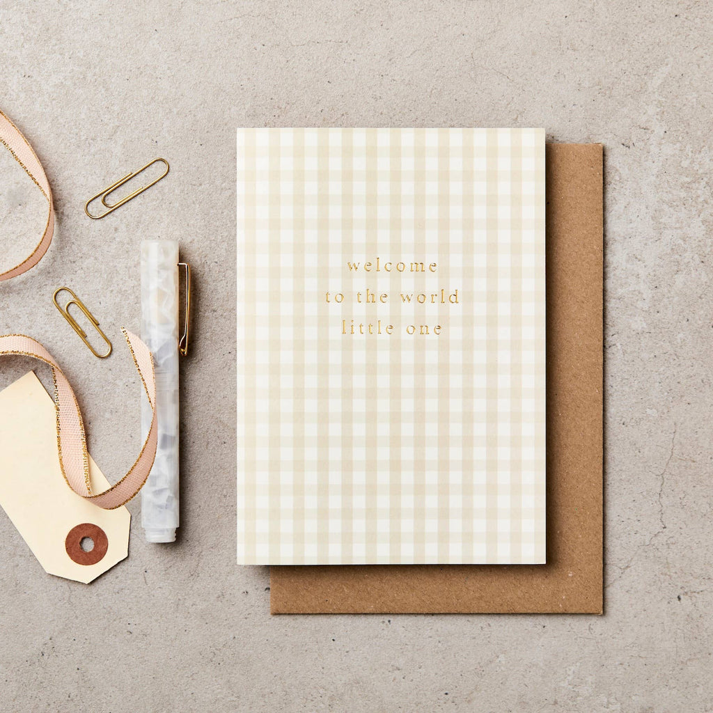 Katie Leamon Katie Leamon - Gingham Welcome World New Baby Card