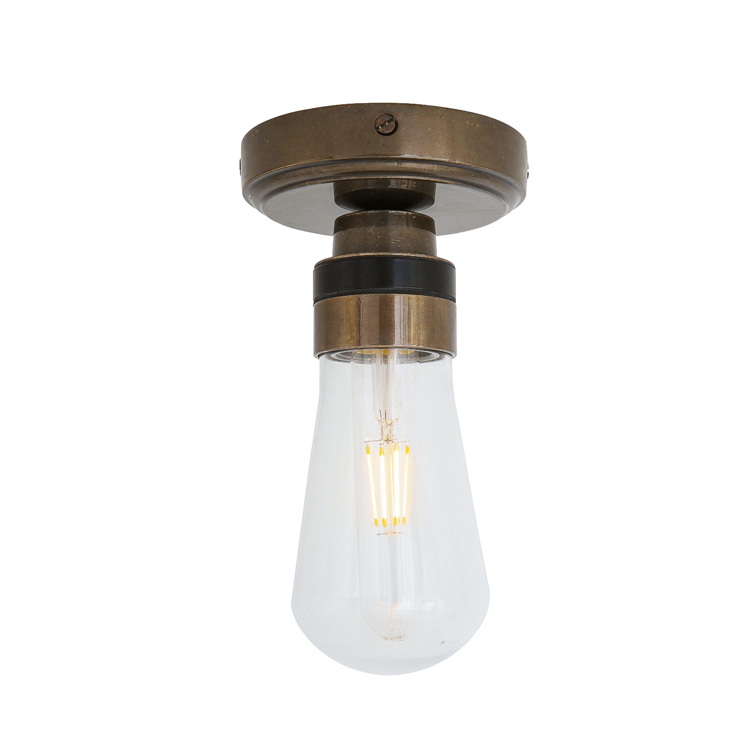 Mullan Lighting Lighting Antique Brass / Clear Kura Brass and Glass Ceiling Light