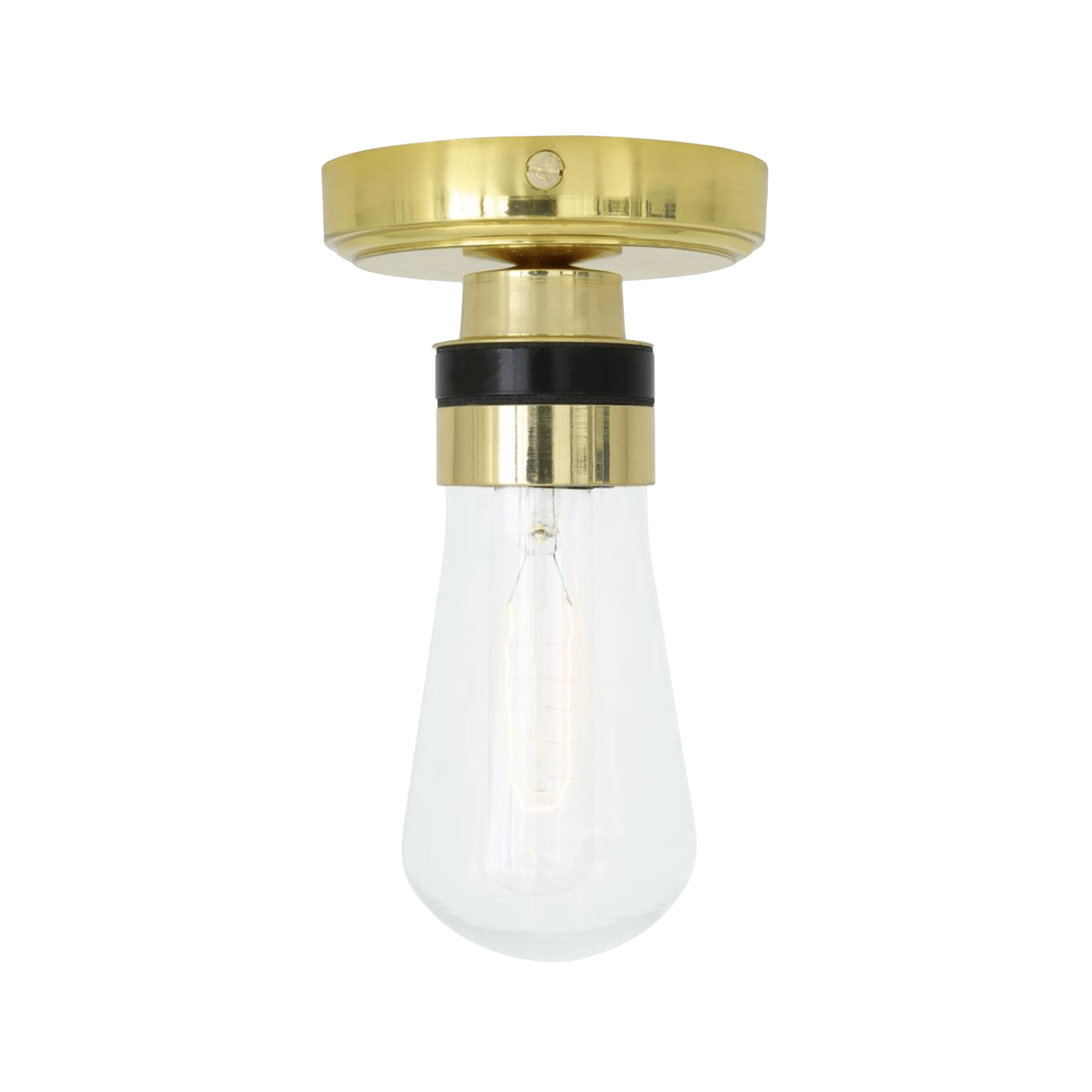 Mullan Lighting Lighting Polished Brass (Indoor Only) / Clear Kura Brass and Glass Ceiling Light