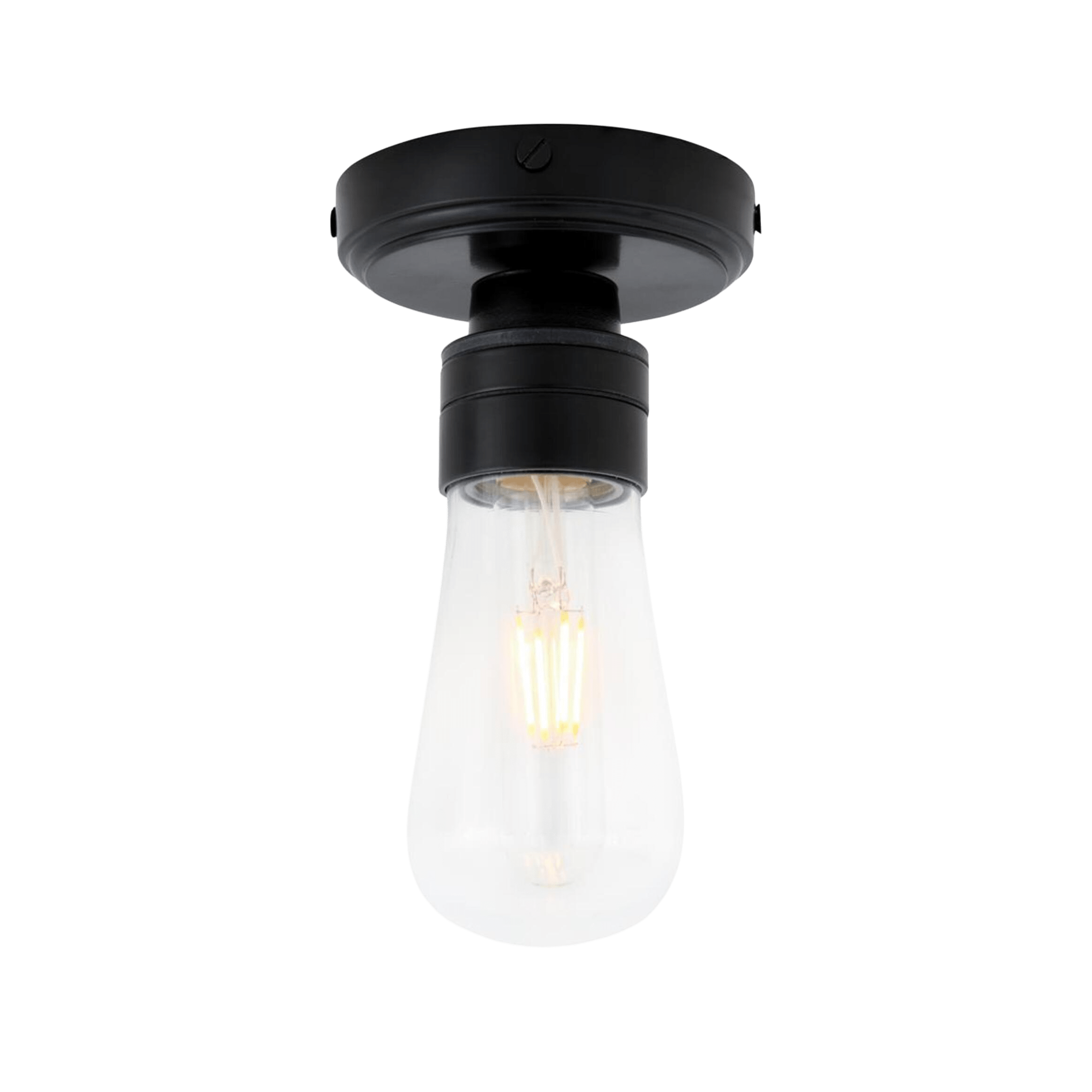 Mullan Lighting Lighting Powder-Coated Matte Black / Clear Kura Brass and Glass Ceiling Light