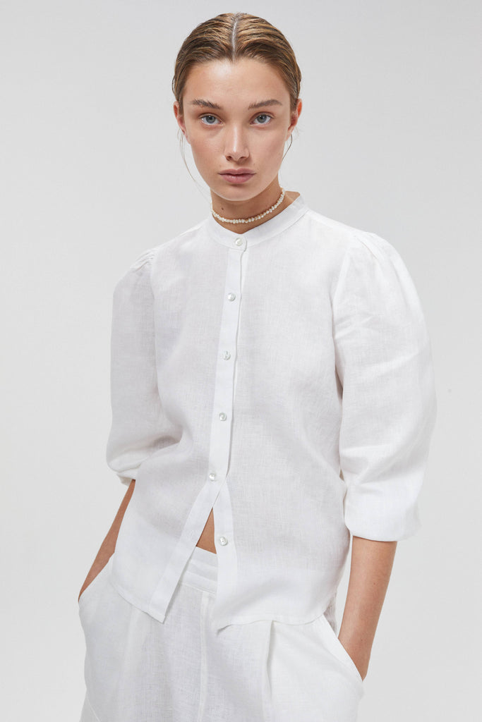 Lanhtropy Lanhtropy - Meknes Linen Shirt - White: XS / White