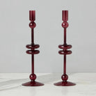 etúHOME SHOP Large Pair, Merlot Glass Candlesticks