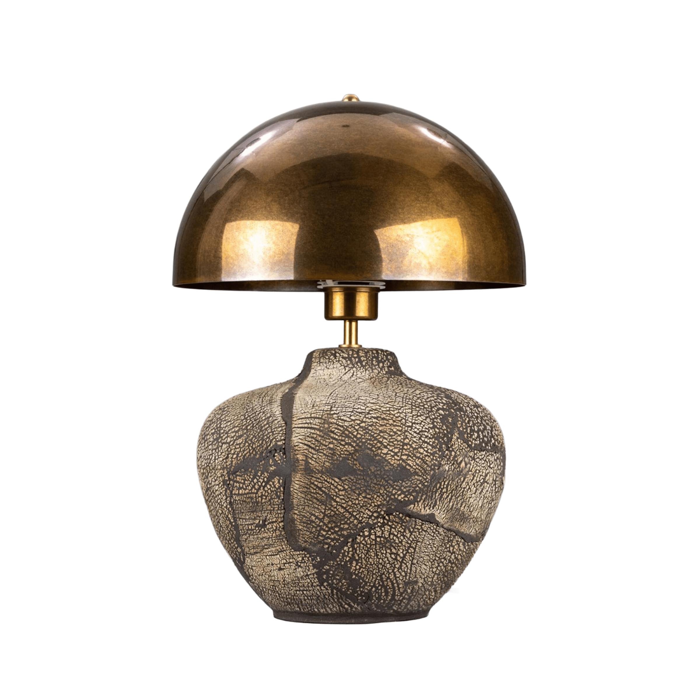 Mullan Lighting Lighting Antique Brass Lawson Ceramic Table Lamp with Brass Dome Shade