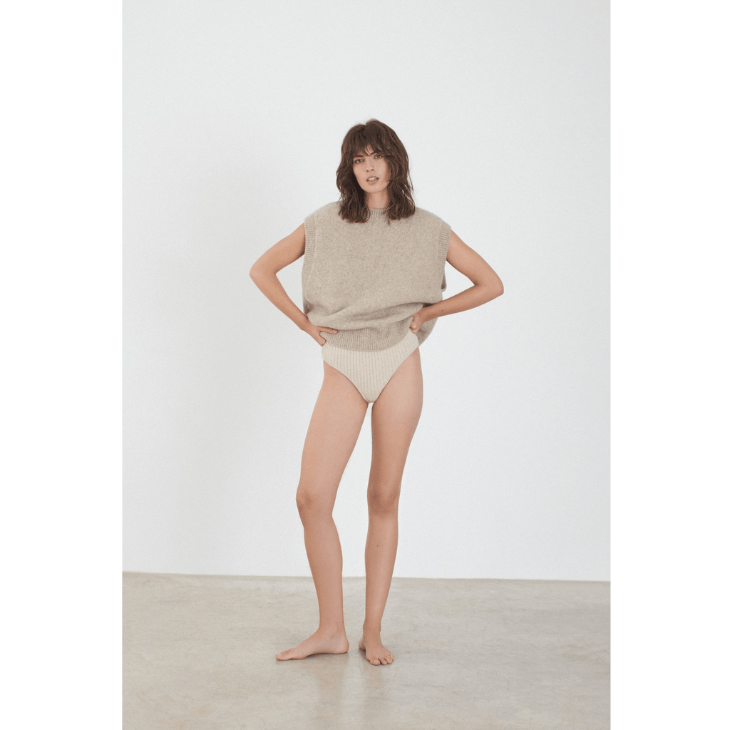 Leap Concept Clothing S / Ecru Leap Concept - Yak knitted vest
