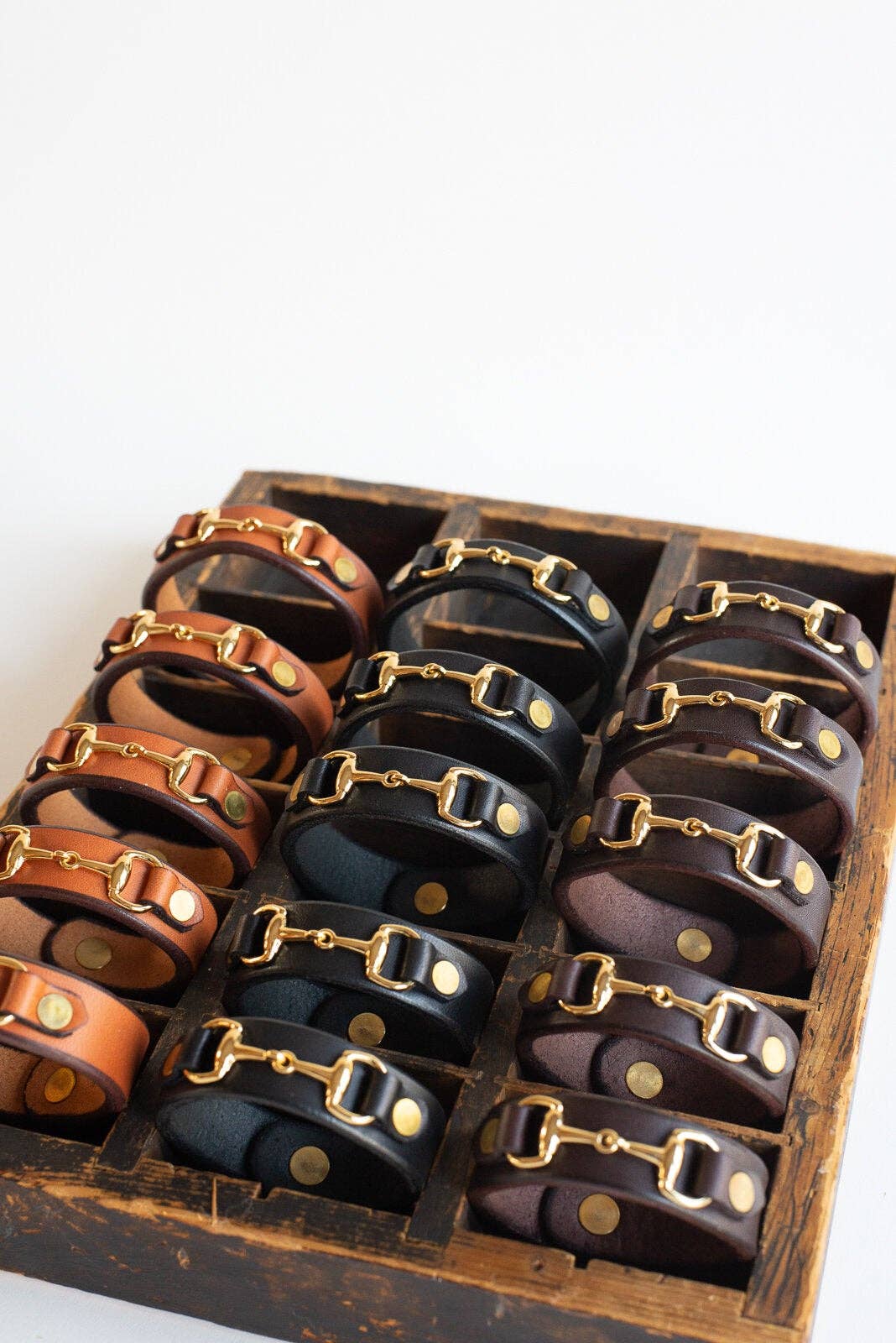 Millstream Home SHOP Large / Black Leather Horse Bit Bracelet