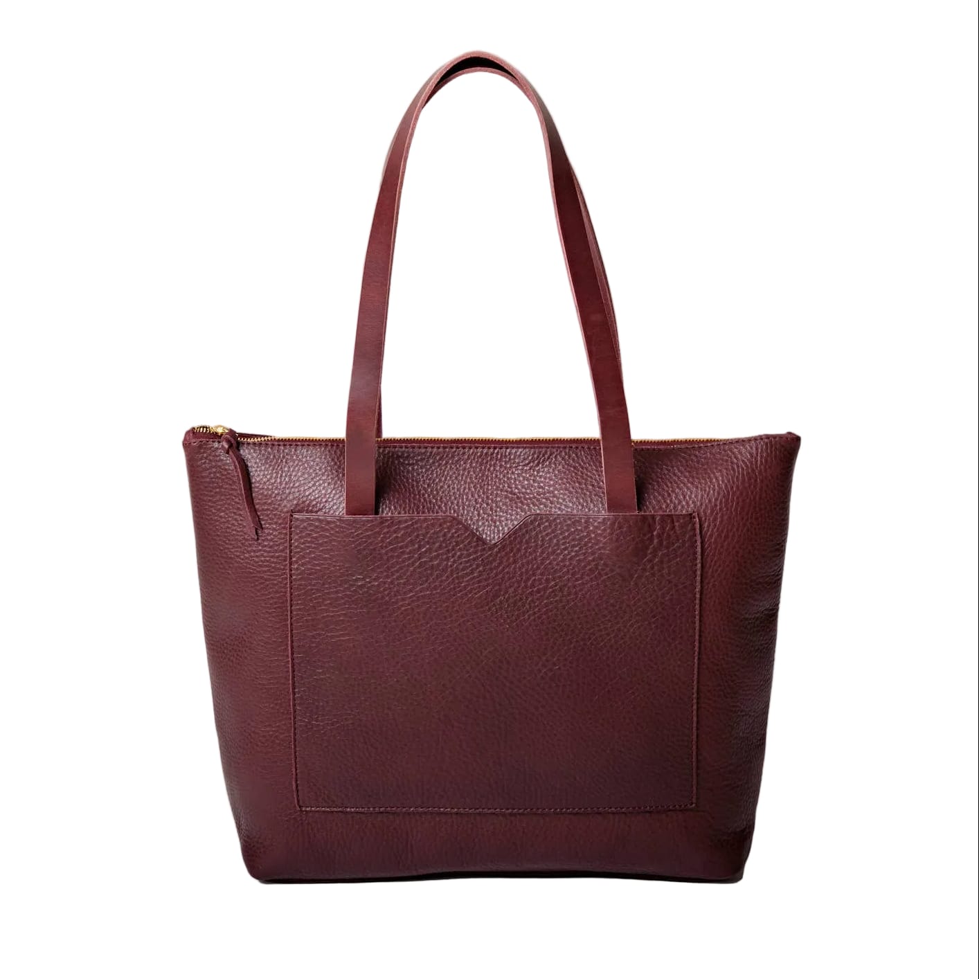 WP Standard SHOP Red Wine Leather Zippered Tote