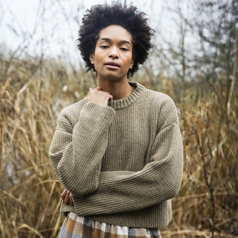 Beaumont Organic SHOP Leo Recycled Wool Jumper, Taupe Marl