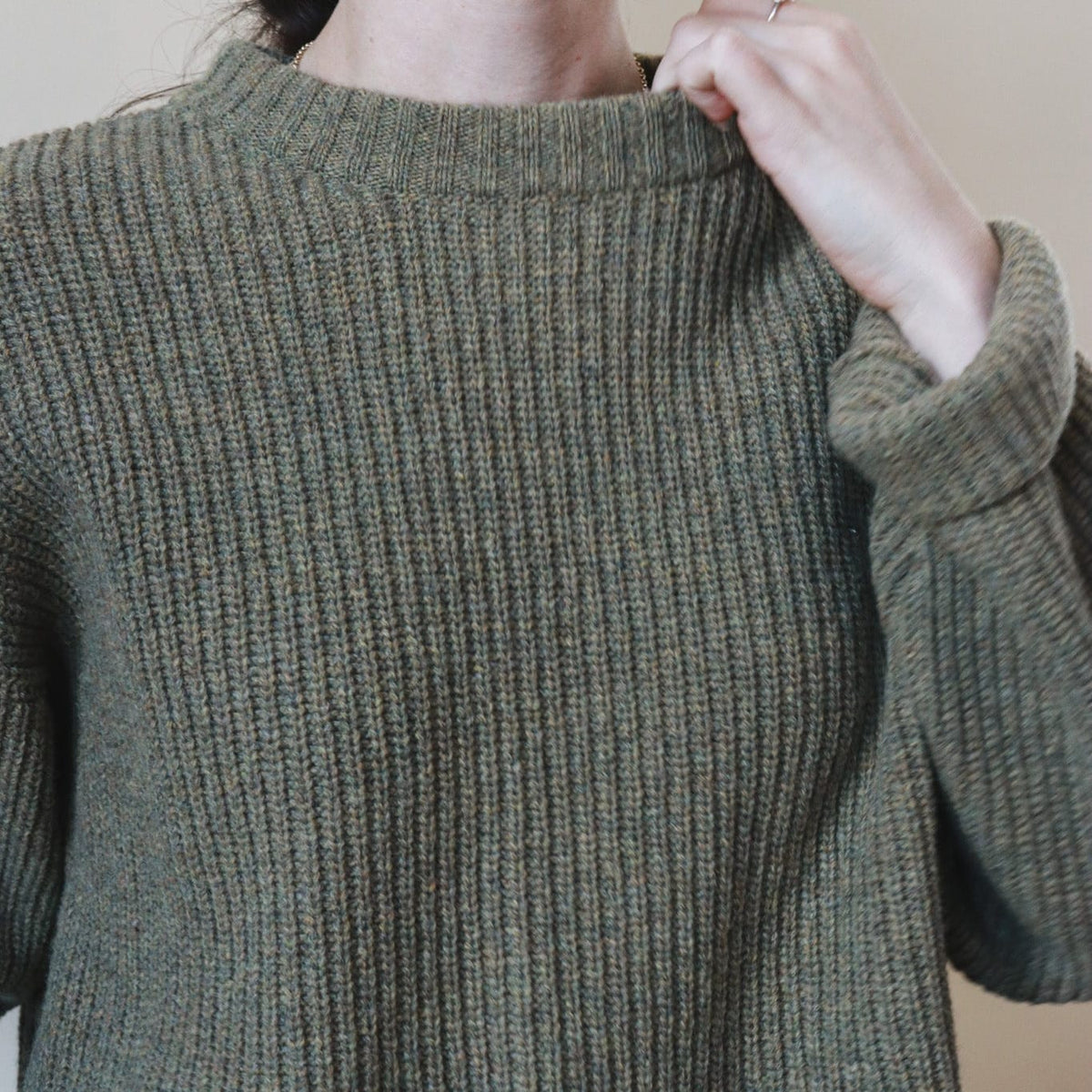 Beaumont Organic SHOP Leo Recycled Wool Jumper, Taupe Marl