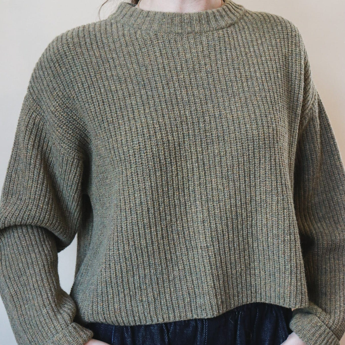 Beaumont Organic SHOP Leo Recycled Wool Jumper, Taupe Marl