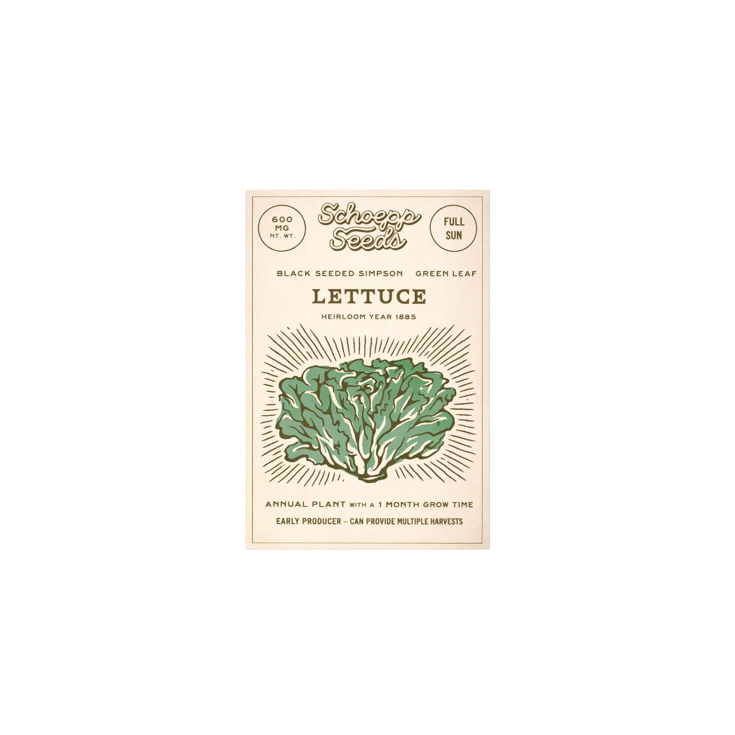 Schoepp Seeds SHOP Lettuce, Simpson Seed Packets