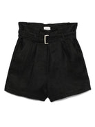 Alysi Clothing Extra Small Linen Bermuda Shorts, Black