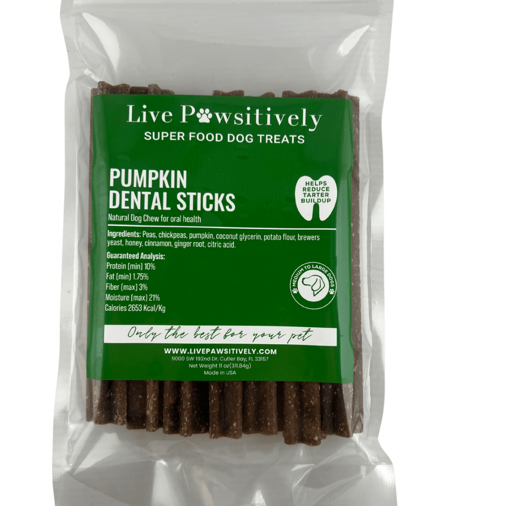 Live Pawsitive Live Pawsitive - Pumpkin Dental Sticks, Natural Dog Chew for dental health