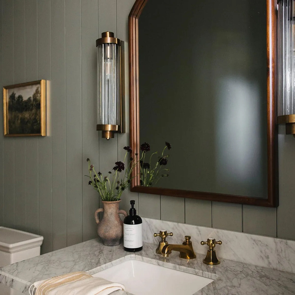 Mullan Lighting Lighting Louise Vintage Rippled Glass and Brass Bathroom Wall Sconce