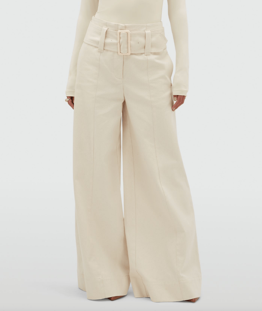 Josh V SHOP Maureen High Waisted Wide-Leg Jeans, Ecru