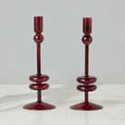 etúHOME SHOP Medium Pair, Merlot Glass Candlesticks