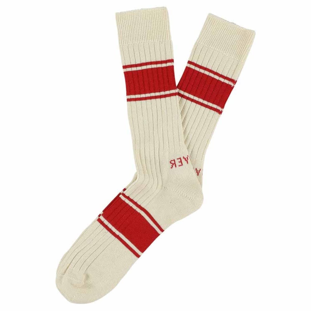 Escuyer Socks Ecru / Red / US 6.5-11 Men's Bold Stripe Logo Socks